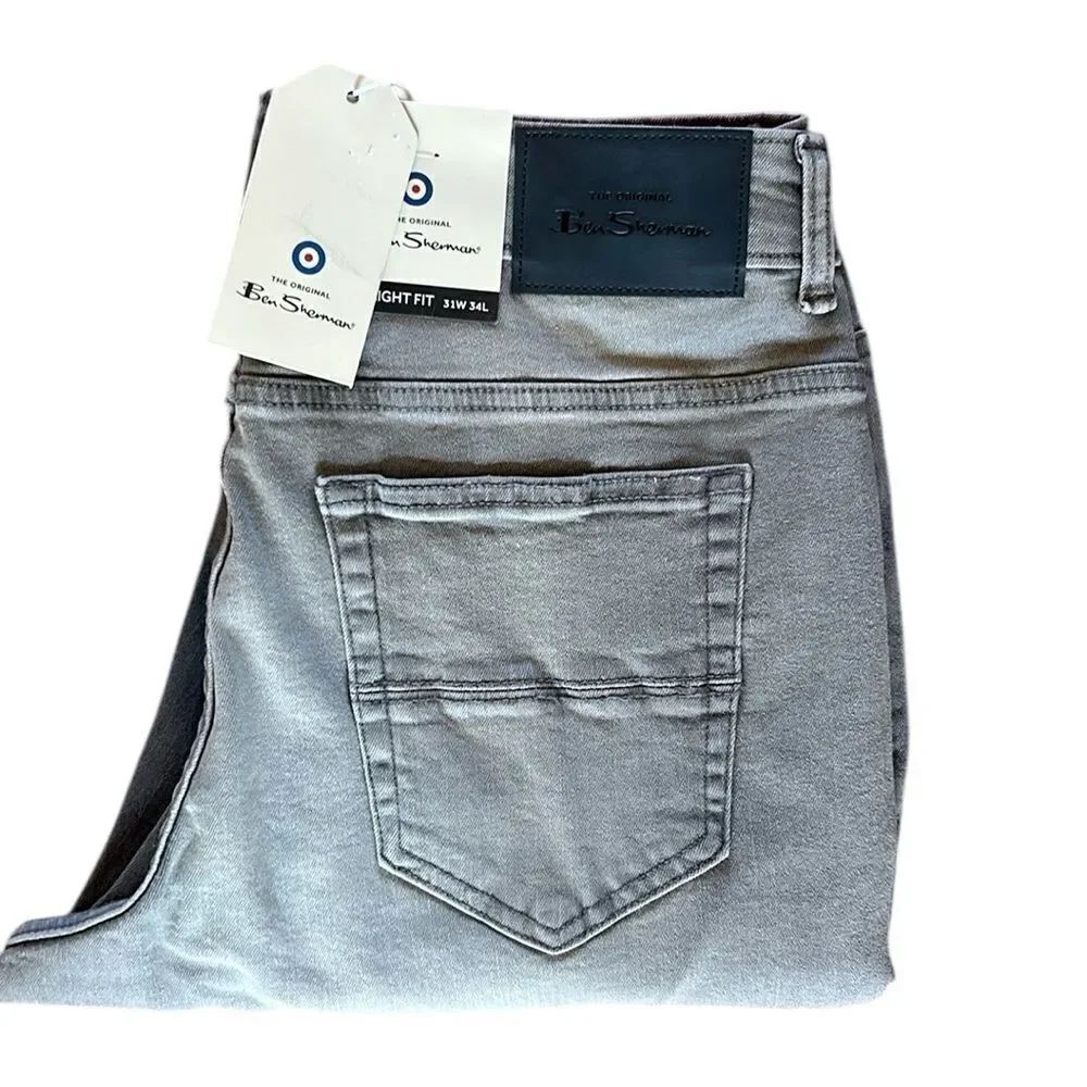 NEW Ben Sherman Mens Straight Fit Grey Jeans